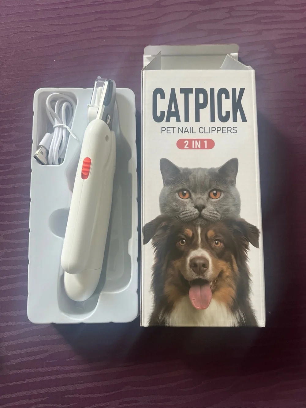 White 2-in-1 Pet Nail Clippers for Cats and Dogs